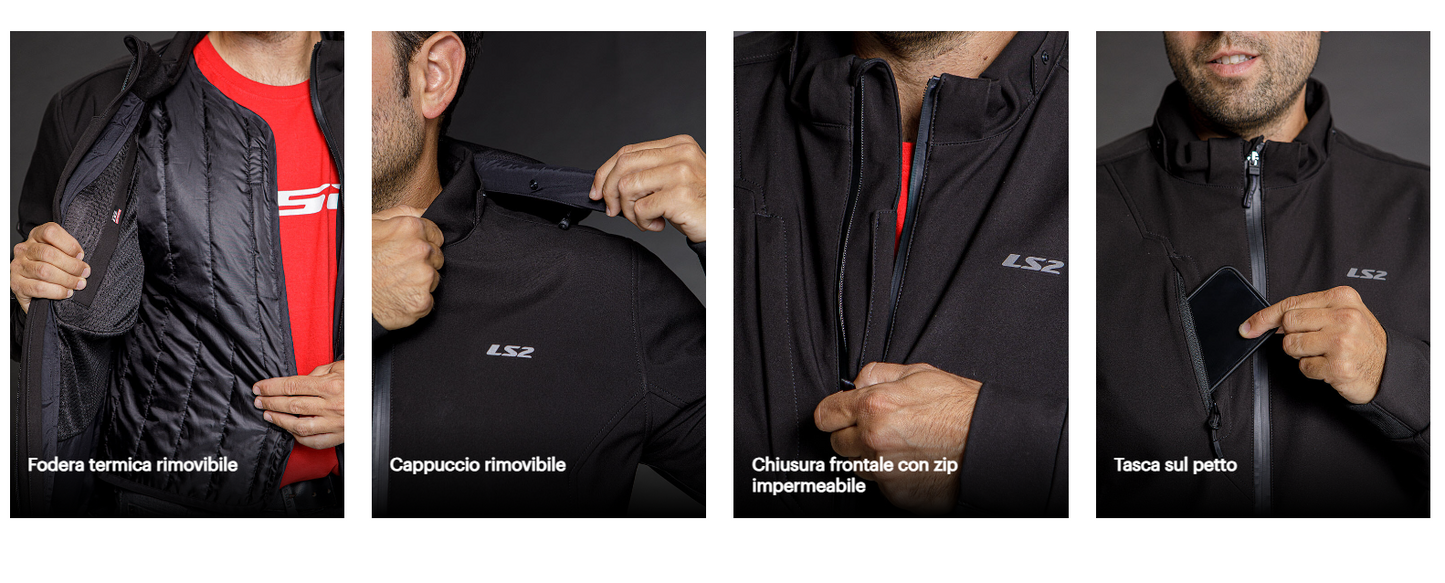 LS2 Giacca Impermeabile Moto BOLTON Invernale Con Protezioni