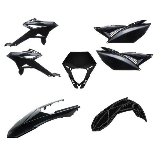 Beta Black Plastic Verkleidungsset vorne + Kotflügel hinten + Maske + rechts-linke Seiten + rechts-linke Schaufeln RR MOTARD 50 Originalersatzteil