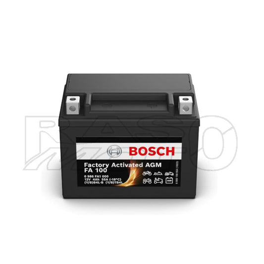 Bosch FA100 Batteria AGM Factory Activated 12V 4Ah 55A Scooter e Moto PIAGGIO - APRILIA - GILERA - BENELLI - MALAGUTI - DERBI - MBK - YAMAHA 0986FA1000