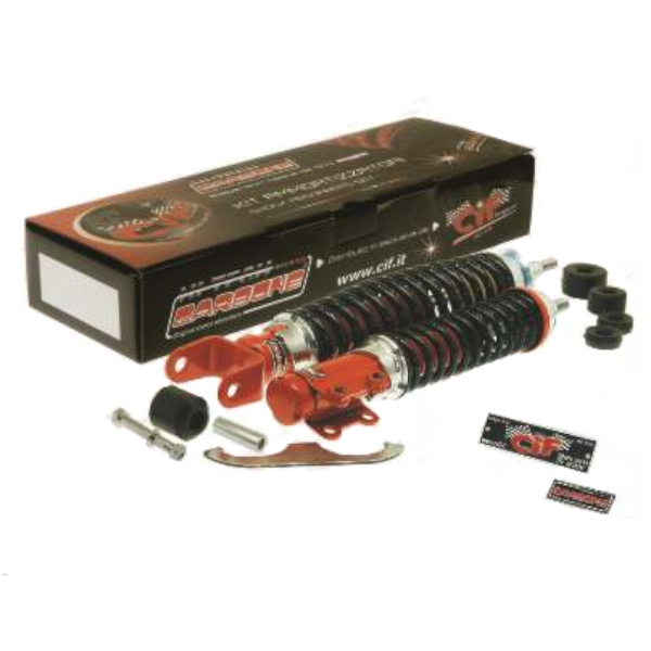 CARBONE Kit Ammortizzatore Anteriore + Posteriore SPORT TUNING Piaggio VESPA 50 - 125 N - HP- FL - RUSH - PK - PK XL 10713-KT