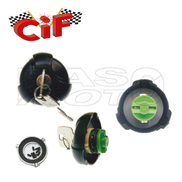 Cif 10370 Tankdeckel mit Schlüssel + Ringmutter zur Befestigung von Piaggio CIAO - SI - BRAVO - APE P 50