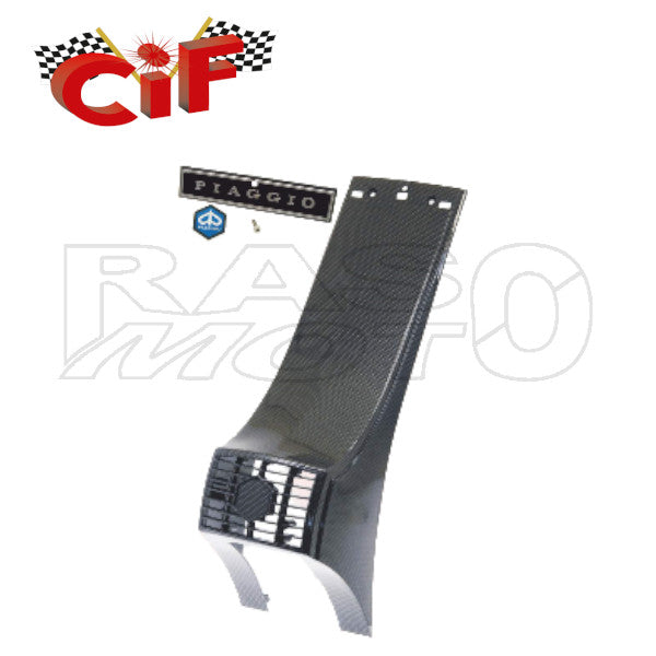 Cif vordere Lenkungsabdeckungsmaske CARBONE LOOK mit Platte + Schild + Schraube Piaggio VESPA PX PE 5874-CARB