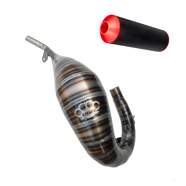 DBR Scarico Marmitta Pancia + Silenziatore Rosso Superfast Alta Fino a 89cc D.32 Per Moto Beta RR ENDURO - MOTARD 2012-2025