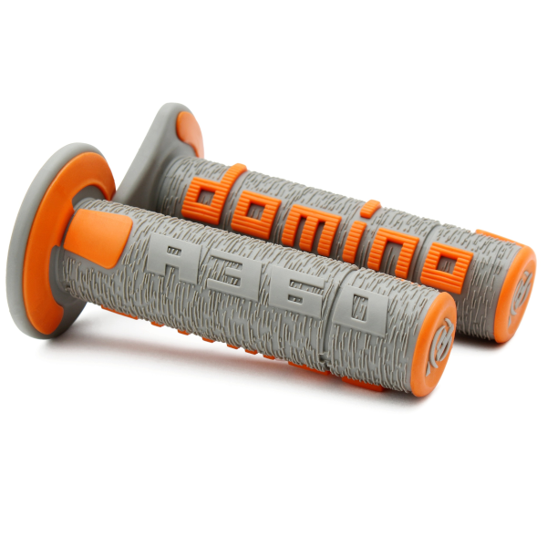 Domino Coppia Manopole Grigio - Arancio OFF-ROAD Moto Scooter A36041C5245A7-0