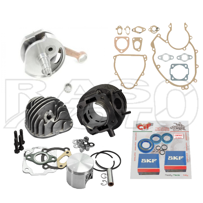 Polini Thermal Group Kit 102cc D.55 + Early Cone 19 Kurbelwelle + Satz Motordichtungen + Wellenüberholungssatz mit Öldichtungen Piaggio VESPA 50 Special – PK 140.0056