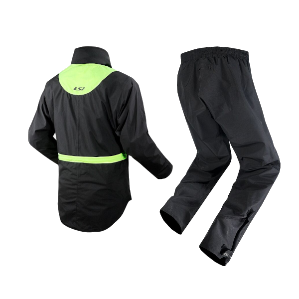 Set aus wasserdichter Jacke und Hose LS2 X-Rain SCHWARZ HV GELB Regenfest