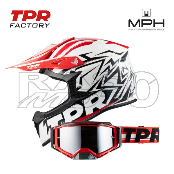 Casque Cross MPH JUMPER MX TPR FACTORY avec masque Enduro TPR inclus RASO MOTO