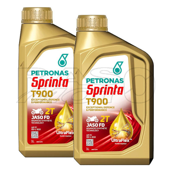 Petronas Sprinta Olio Miscela Motore T900 2T Moto e Scooter 100% Sintetico 2LT