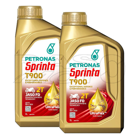 Petronas Sprinta Olio Miscela Motore T900 2T Moto e Scooter 100% Sintetico 2LT