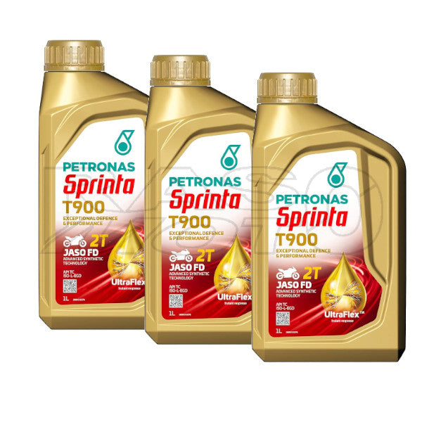 Petronas Sprinta Olio Miscela Motore T900 2T Moto e Scooter 100% Sintetico 3LT