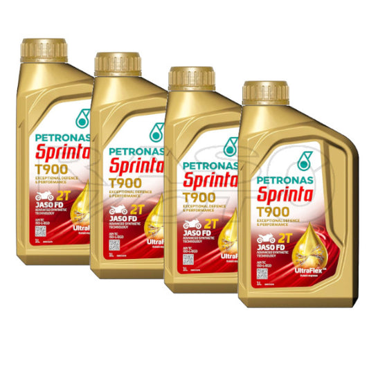 Petronas Sprinta Olio Miscela Motore T900 2T Moto e Scooter 100% Sintetico 4LT