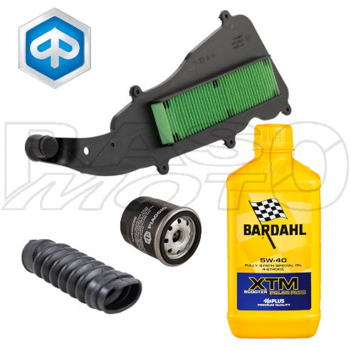 Piaggio Kit Tagliando Filtro Aria + Filtro Olio + Soffietto Aspirazione + Olio Bardahl XTM 5W40 1LT LIBERTY 125 - 150 Ricambio Originale