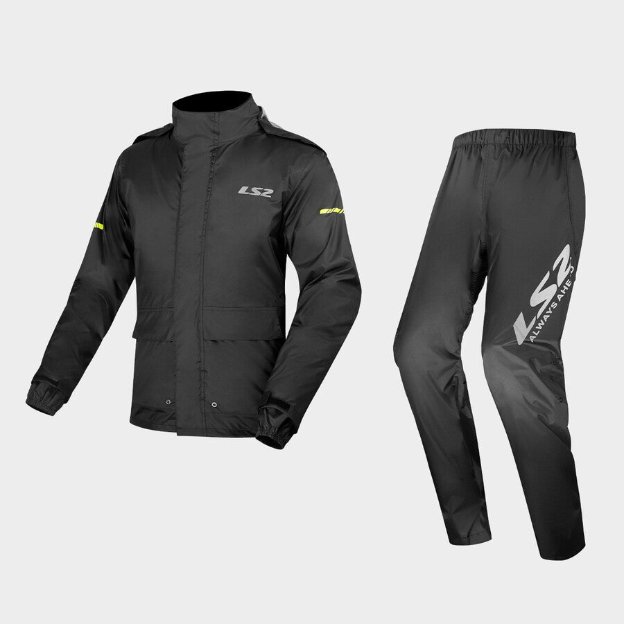 LS2 Set Antipioggia Giacca e Pantalone AQUA RAIN SUIT Black Nero Impermeabile e Traspirabile