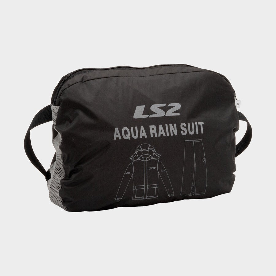 LS2 Set Antipioggia Giacca e Pantalone AQUA RAIN SUIT Black Nero Impermeabile e Traspirabile
