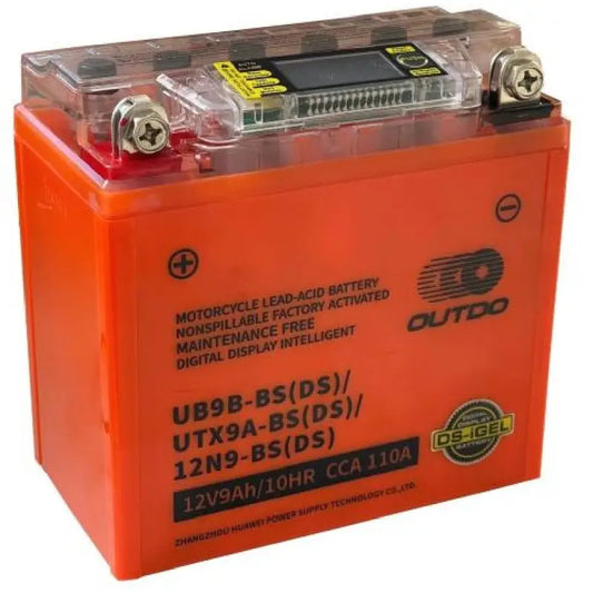OUTDO Batteria DS UYB9B-BS 12V 9Ah Scooter E Moto PIAGGIO - TRIUMPH - MASH - MALAGUTI - KTM - HONDA - GILERA - DERBI  - APRILIA - CAGIVA