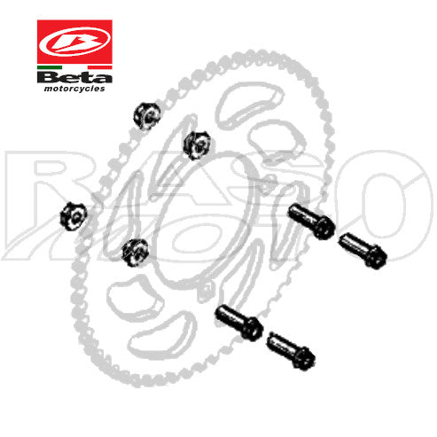 Beta 4 pz Vite Trib 8,30 + 4pz Dado M8 Autobloccante Per Corona Trasmissione ENDURO - MOTARD - TRIAL Ricambio Originale