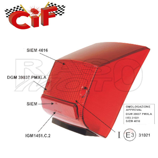 Cif 1791-OR Fanale Stop Rosso Corpo Luminoso Posteriore SIEM Piaggio VESPA PX 125-150-200 E ARCOBALENO