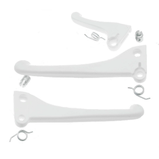 Cif Kit Leve Destra e Sinistra + Leva Alzavalvola BIANCO Molle e Barilotti Piaggio CIAO - SI - GARELLI  176946 + 178582 + 178584