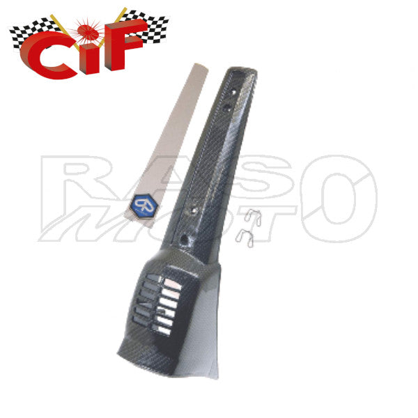 Cif Mascherina Copristerzo Anteriore CARBONE LOOK Completa Di Modanatura + Scudetto + Mollette Piaggio VESPA 50 - 90 - 125 PRIMAVERA  5872-CARB