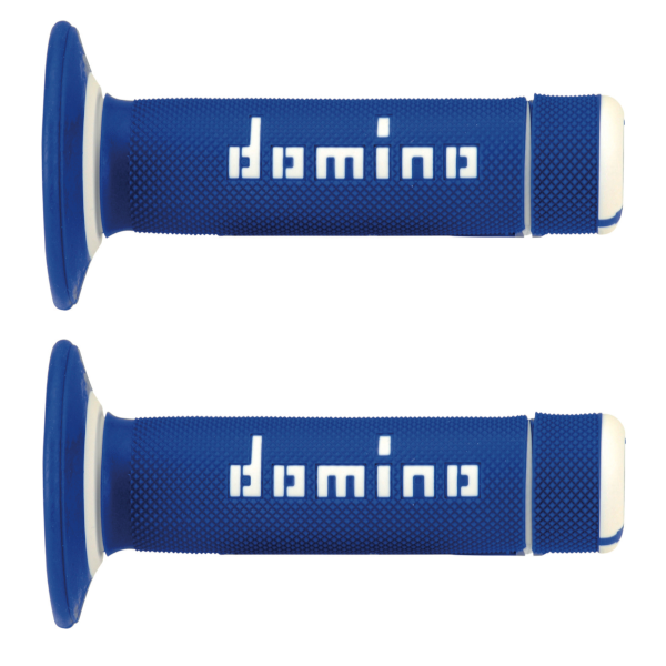 Domino Coppia Manopole Blu / Bianco OFF-ROAD Moto A02041C4648A7-1
