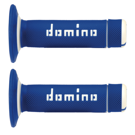 Domino Coppia Manopole Blu / Bianco OFF-ROAD Moto A02041C4648A7-1