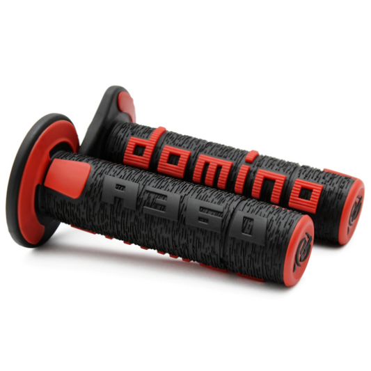 Domino Coppia Manopole Nero / Rosso OFF ROAD Moto Cross Enduro A36041C4042A7-0