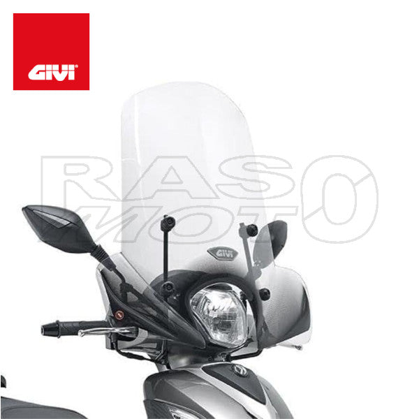 Givi Parabrezza Trasparente 52,5x76 cm + Kit Attacchi  SYM Symphony S 50 - 125 - 150 - 151 2009 fino al 2020