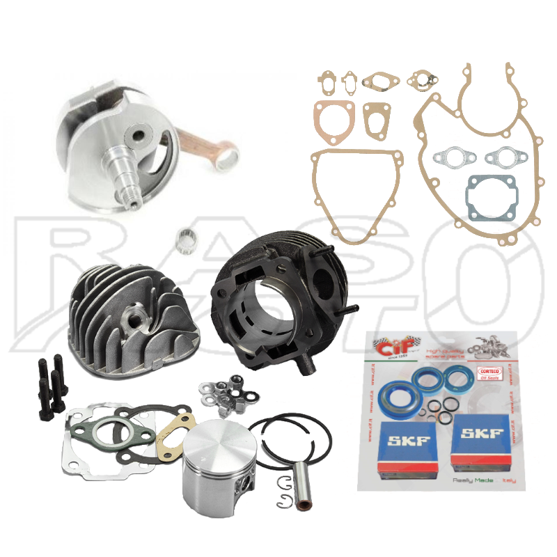 Kit Gruppo Termico Polini 102cc D.55 + Albero Motore Cono 19 Anticipato + Serie Guarnizioni Motore + Kit Revisione Albero Con Paraoli Piaggio VESPA 50 Special - PK  140.0056