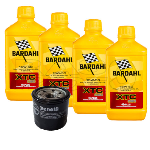 Kit Tagliando Bardahl XTC 15w50 4LT + Filtro Olio Originale Benelli  TRE - TNT - TORNADO - CAFE RACER - CENTURY RACER