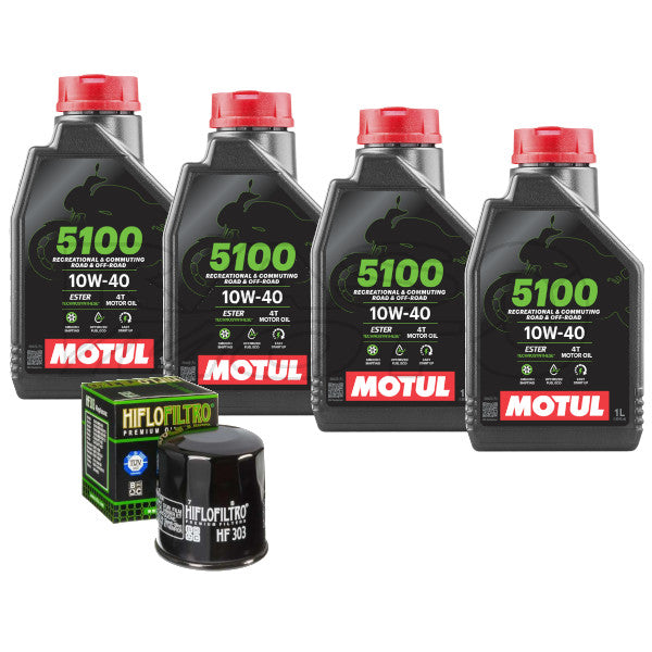 Kit Tagliando Motul 5100 10w40 4LT + Filtro Olio HF303 ATV Quad Moto HONDA - KAWASAKI - YAMAHA - ACCESS - APACHE - BIMOTA - POLARIS
