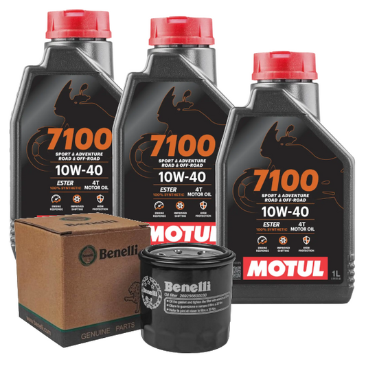 Kit Tagliando Olio Motore Motul 7100 10w40 3lt + Filtro Olio TRK 702 - 702X Ricambio Originale 269256600030