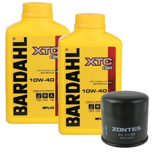 Kit Tagliando Zontes 350 - 368 G - D - E Olio Bardhal XTC 10W40 2lt + Filtro Olio Originale 1050871-006000