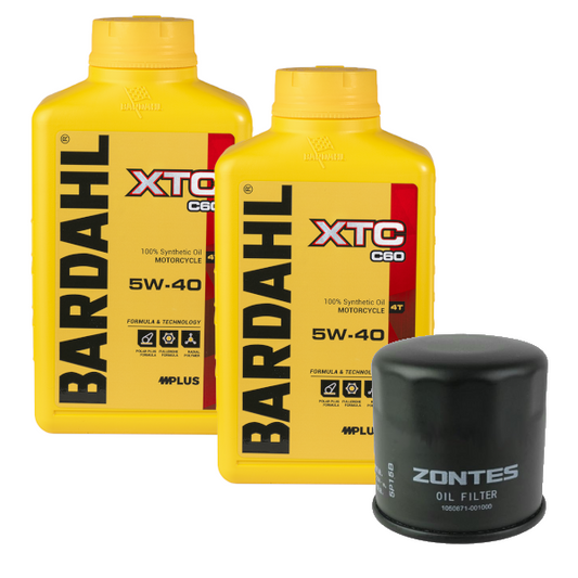 Kit Tagliando Zontes 350 - 368 G - D - E Olio Bardhal XTC 5W40 2lt + Filtro Olio Originale 1050871-006000