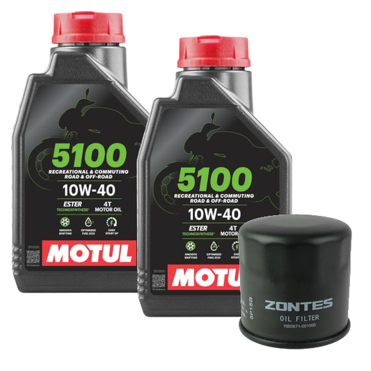 Kit Tagliando Zontes 350 - 368 G - D - E Olio Motul 5100 10W40 2lt + Filtro Olio Originale 1050871-006000
