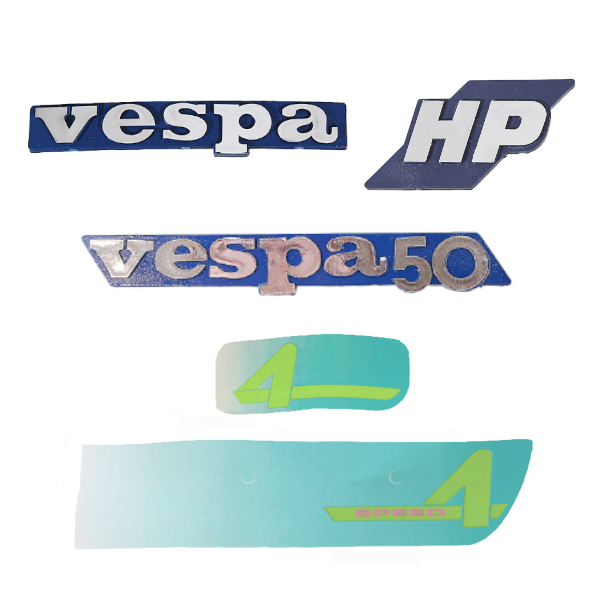 Kit Targhette e Adesivi HP4 Laterali e Anteriori Piaggio VESPA HP - FL - FL2 50 - 125