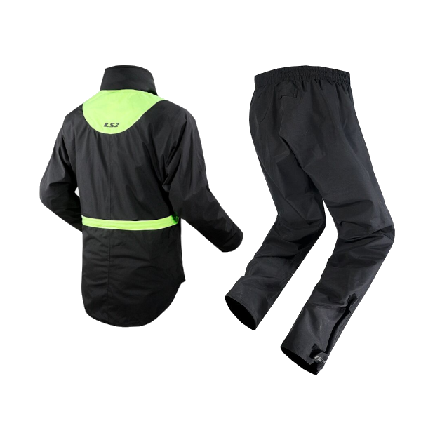 LS2 X-Rain Completo Giacca E Pantalone Impermeabili BLACK H-V YELLOW Antipioggia