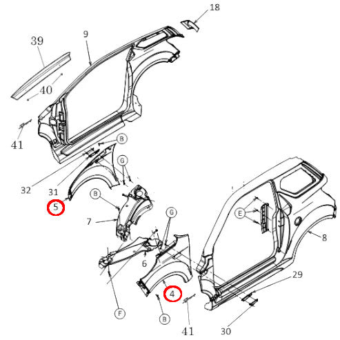 Ligier Parafango Anteriore Destro DX - Sinistro SX JS50 Rosso Toledo Ricambio Originale