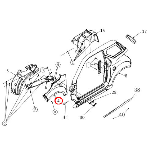 Ligier Parafango Anteriore Sinistro SX JS50 Rosso Toledo Ricambio Originale