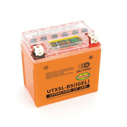 OUTDO Batteria iGEL UTX5L-BS 12V 5Ah Moto e Scooter BETA - APRILIA - BENELLI - CPI - DERBI - HONDA - KTM - KYMCO - PEUGEOT - RIEJU - SHERCO -  SUZUKI - SYM - YAMAHA