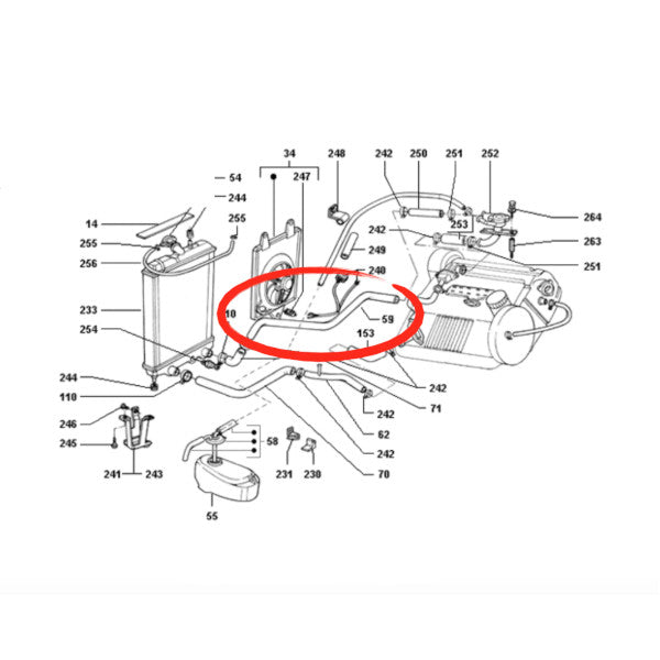 Piaggio 613367 Tubo Acqua Radiatore Inferiore PORTER DIESEL 1200 - 1400 Ricambio Originale