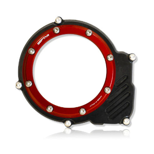 Carter Coperchio Rosso - Nero Accensione Trasparente CNC AM6 50cc BETA - FANTIC - VENT - HM - YAMAHA